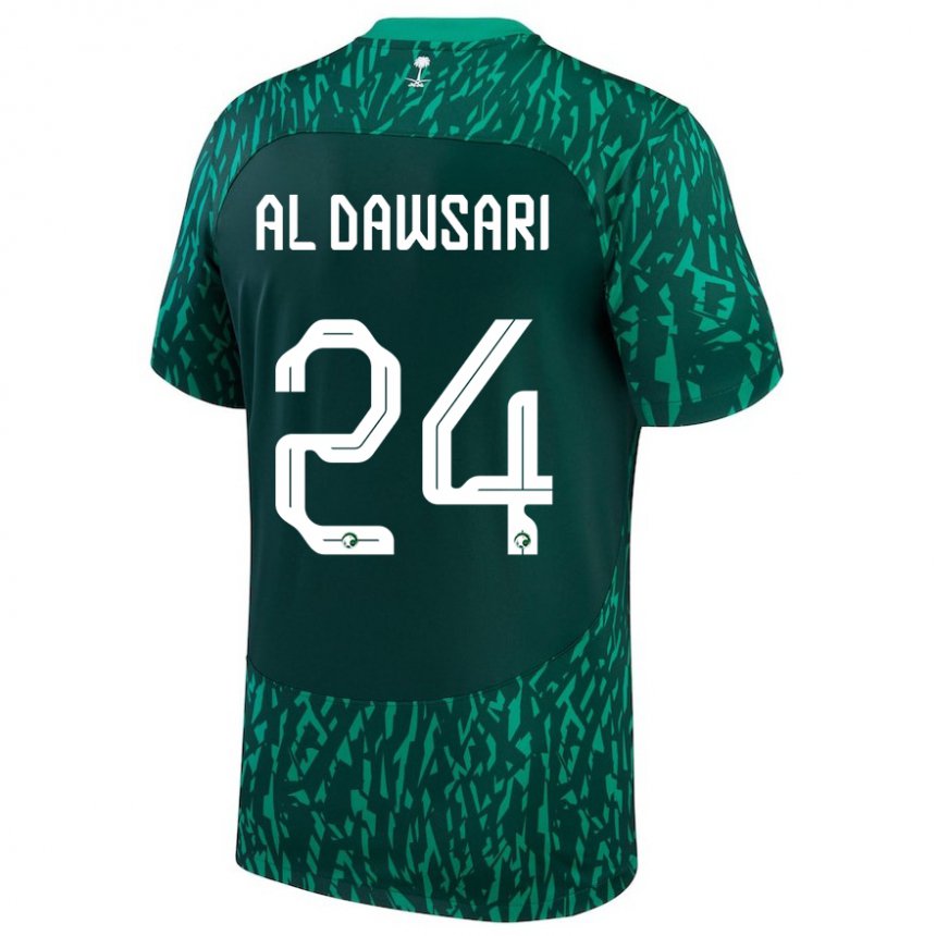 Bambino Maglia Arabia Saudita Nasser Al Dawsari #24 Verde Scuro Kit Gara Away 22-24 Maglietta