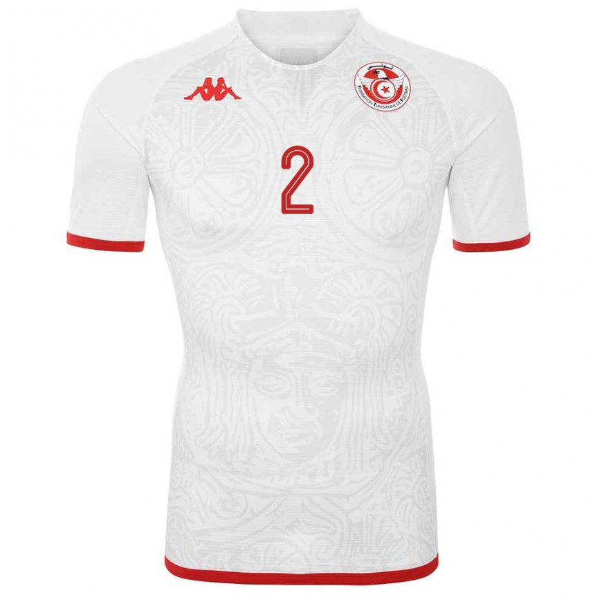 Bambino Maglia Tunisia Bilel Ifa #2 Bianco Kit Gara Away 22-24 Maglietta