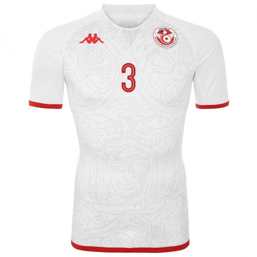 Bambino Maglia Tunisia Montassar Talbi #3 Bianco Kit Gara Away 22-24 Maglietta