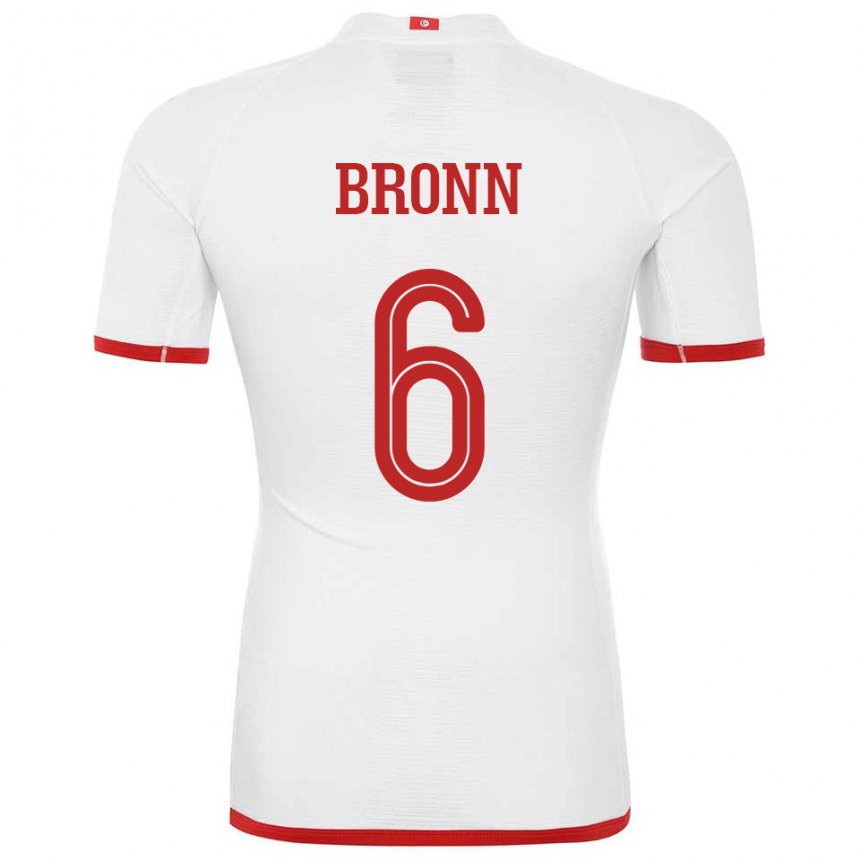 Bambino Maglia Tunisia Dylan Bronn #6 Bianco Kit Gara Away 22-24 Maglietta