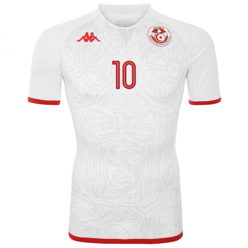 Bambino Maglia Tunisia Wahbi Khazri #10 Bianco Kit Gara Away 22-24 Maglietta