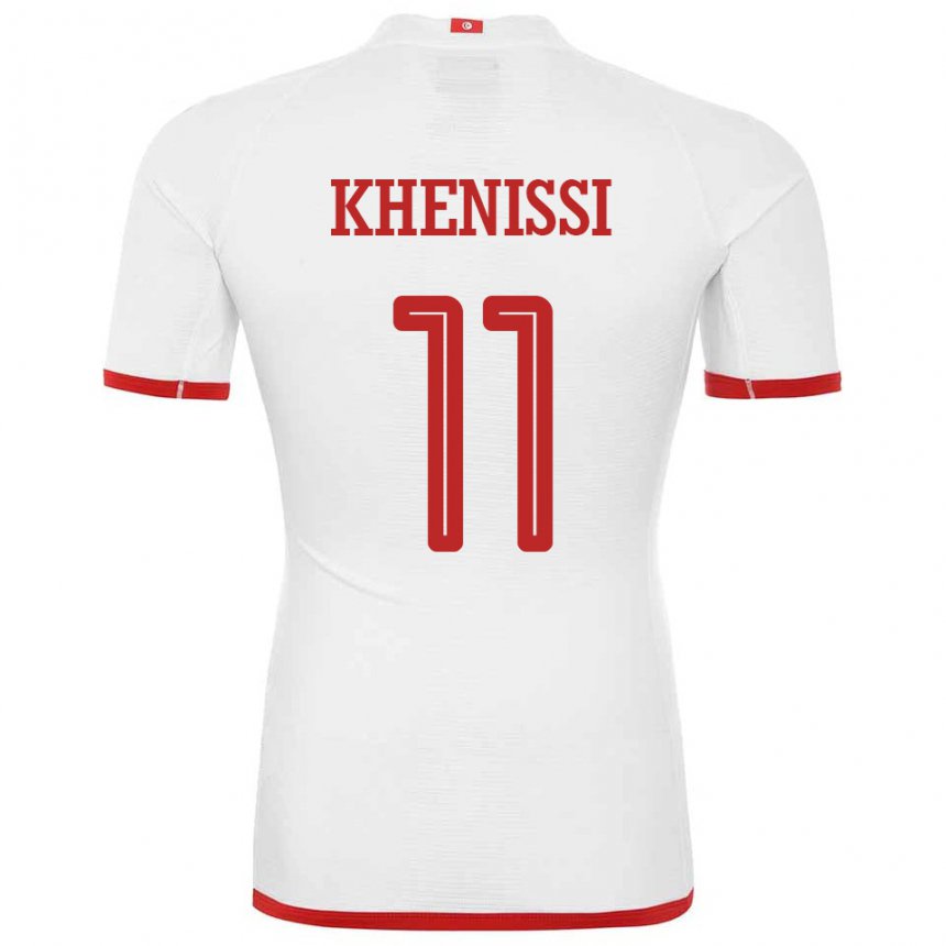 Bambino Maglia Tunisia Taha Yassine Khenissi #11 Bianco Kit Gara Away 22-24 Maglietta