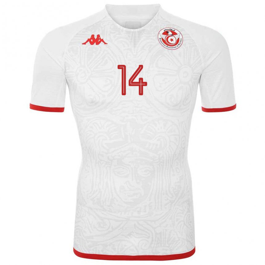 Bambino Maglia Tunisia Hannibal Mejbri #14 Bianco Kit Gara Away 22-24 Maglietta