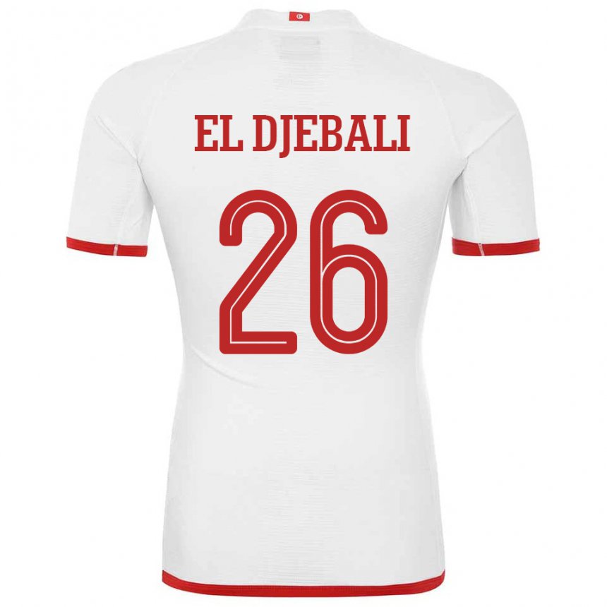 Bambino Maglia Tunisia Chaim El Djebali #26 Bianco Kit Gara Away 22-24 Maglietta