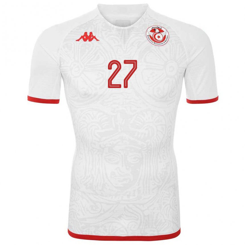 Bambino Maglia Tunisia Issam Jebali #27 Bianco Kit Gara Away 22-24 Maglietta