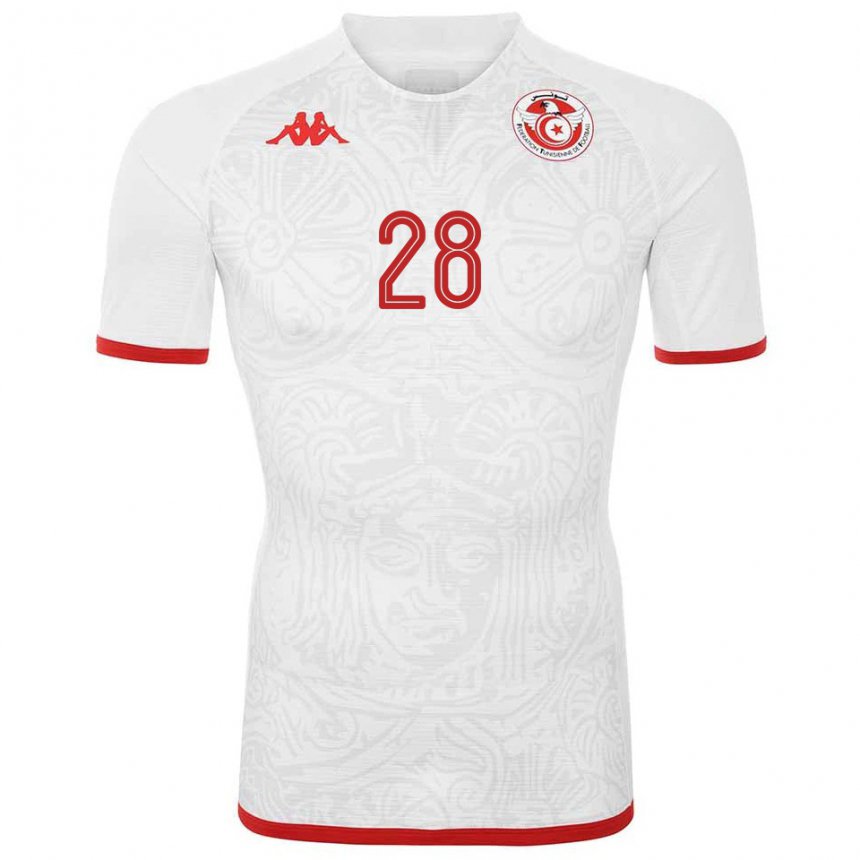 Bambino Maglia Tunisia Aissa Laidouni #28 Bianco Kit Gara Away 22-24 Maglietta