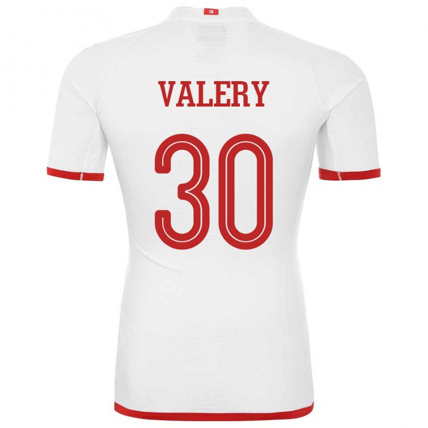 Bambino Maglia Tunisia Yann Valery #30 Bianco Kit Gara Away 22-24 Maglietta