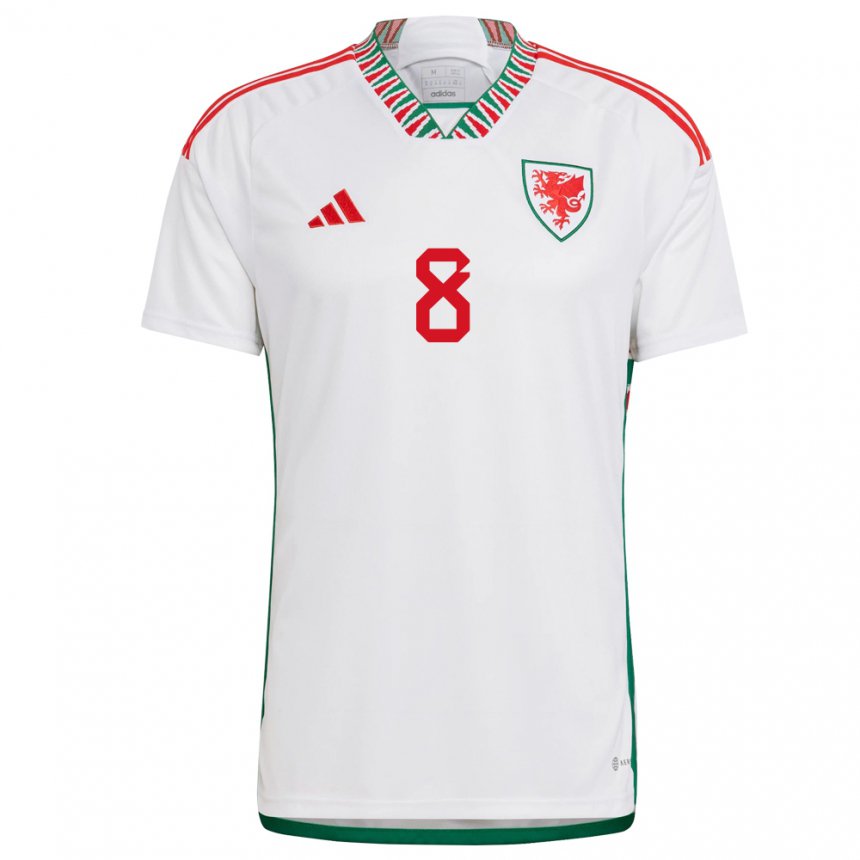 Bambino Maglia Galles Matt Smith #8 Bianco Kit Gara Away 22-24 Maglietta