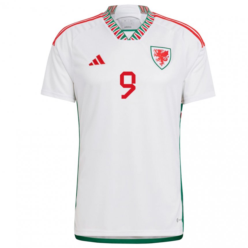 Bambino Maglia Galles Brennan Johnson #9 Bianco Kit Gara Away 22-24 Maglietta