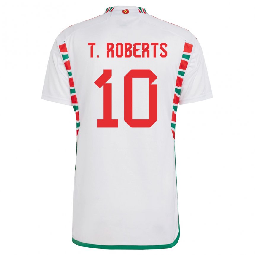 Bambino Maglia Galles Tyler Roberts #10 Bianco Kit Gara Away 22-24 Maglietta