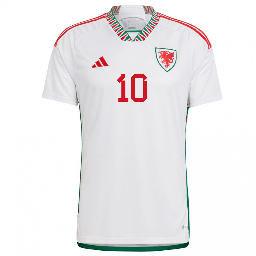 Bambino Maglia Galles Tyler Roberts #10 Bianco Kit Gara Away 22-24 Maglietta