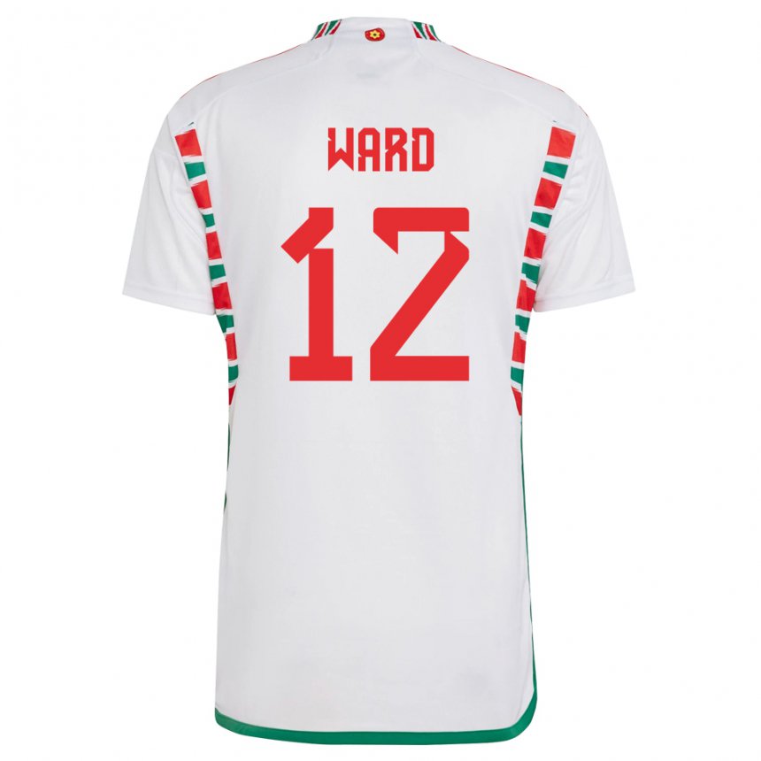 Bambino Maglia Galles Danny Ward #12 Bianco Kit Gara Away 22-24 Maglietta