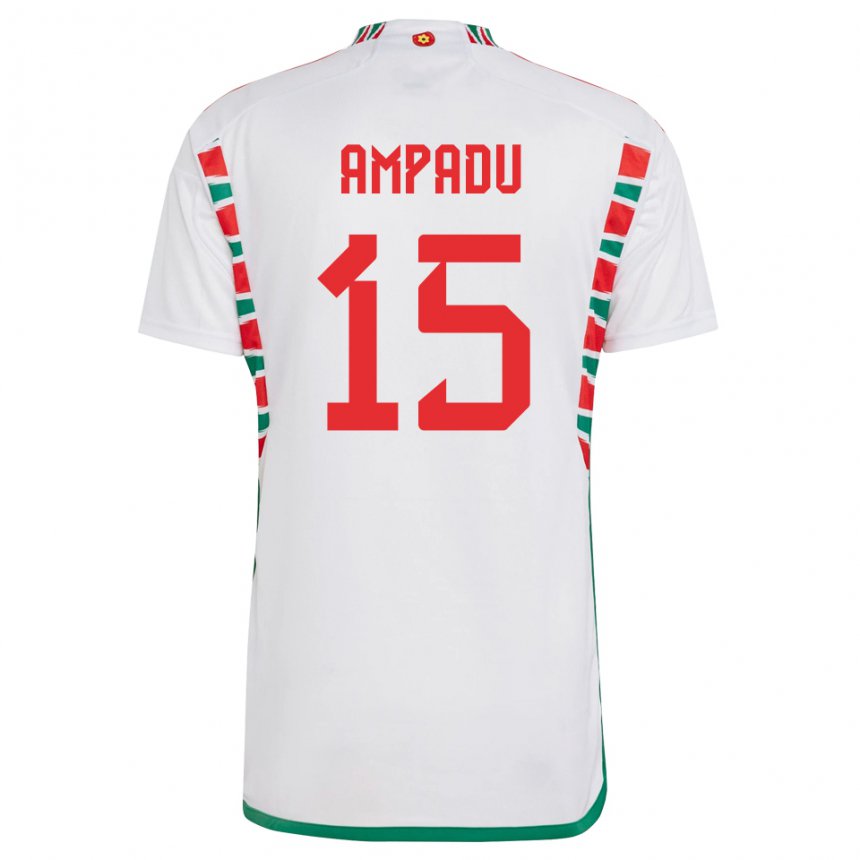 Bambino Maglia Galles Ethan Ampadu #15 Bianco Kit Gara Away 22-24 Maglietta