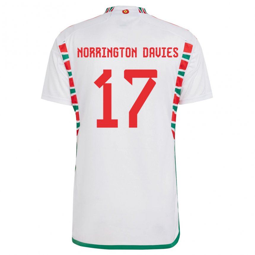 Bambino Maglia Galles Rhys Norrington Davies #17 Bianco Kit Gara Away 22-24 Maglietta