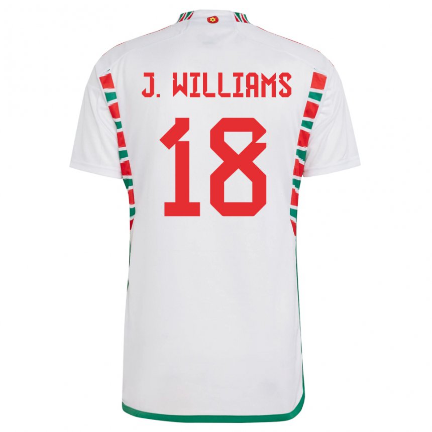 Bambino Maglia Galles Jonathan Williams #18 Bianco Kit Gara Away 22-24 Maglietta