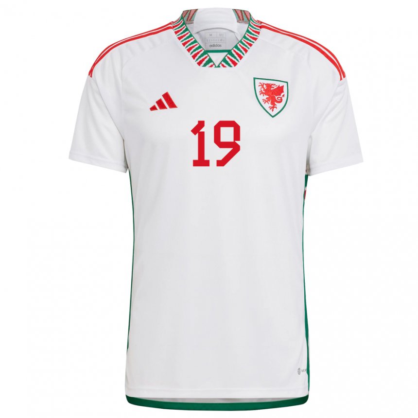 Bambino Maglia Galles Mark Harris #19 Bianco Kit Gara Away 22-24 Maglietta