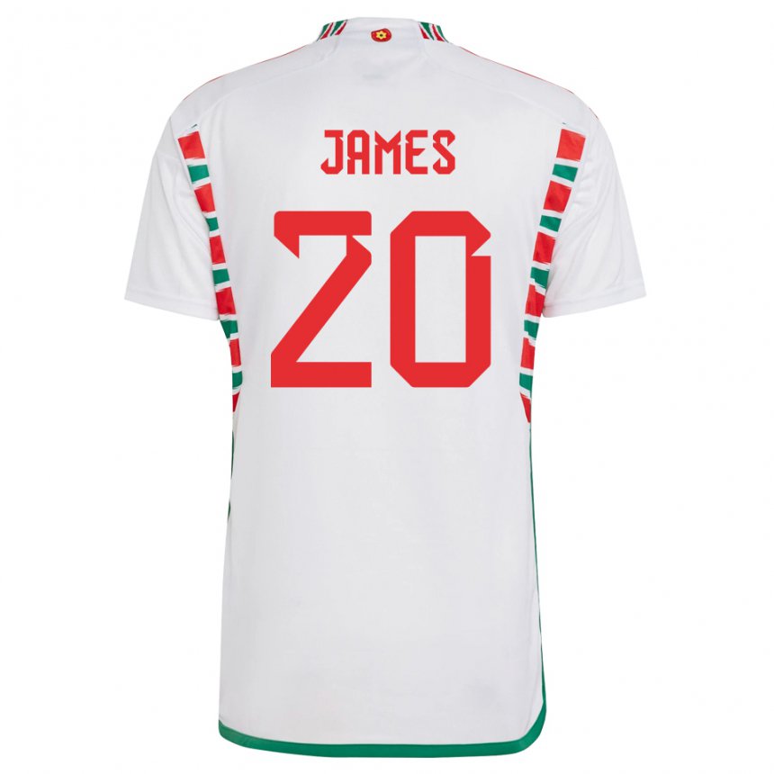 Bambino Maglia Galles Daniel James #20 Bianco Kit Gara Away 22-24 Maglietta