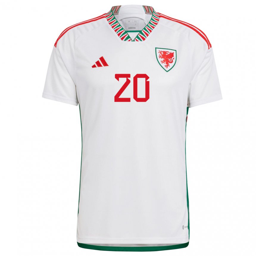 Bambino Maglia Galles Daniel James #20 Bianco Kit Gara Away 22-24 Maglietta