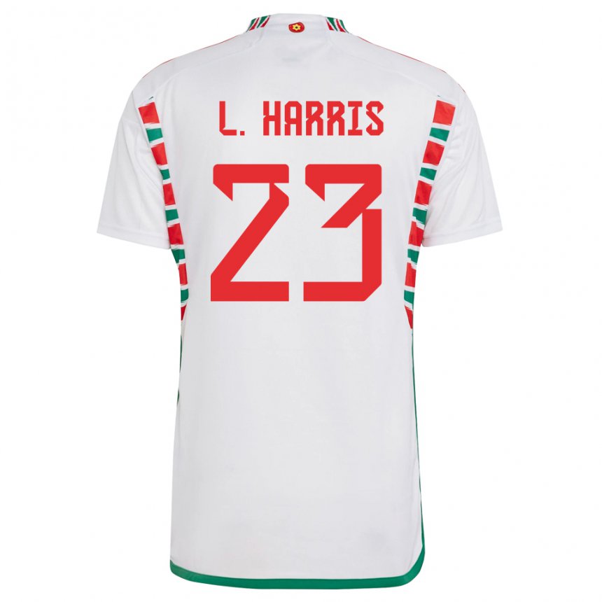 Bambino Maglia Galles Luke Harris #23 Bianco Kit Gara Away 22-24 Maglietta