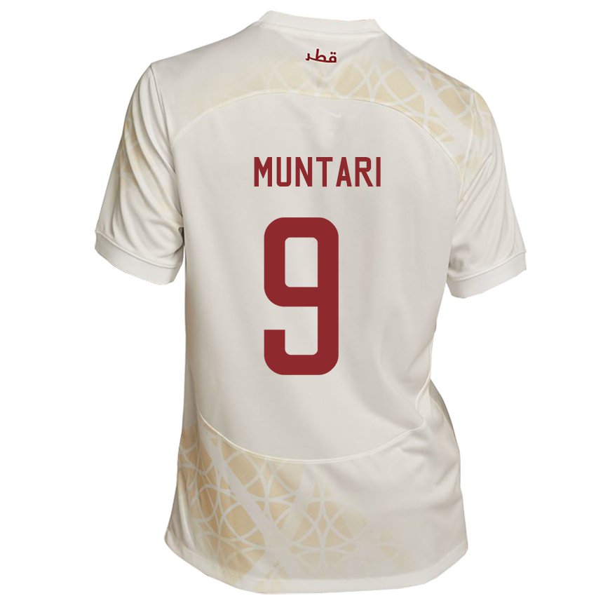 Bambino Maglia Qatar Mohammed Muntari #9 Beige Oro Kit Gara Away 22-24 Maglietta