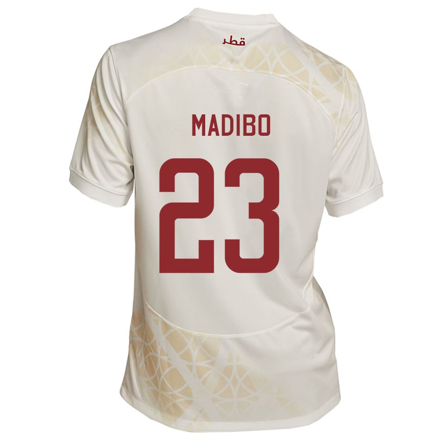 Bambino Maglia Qatar Assim Madibo #23 Beige Oro Kit Gara Away 22-24 Maglietta