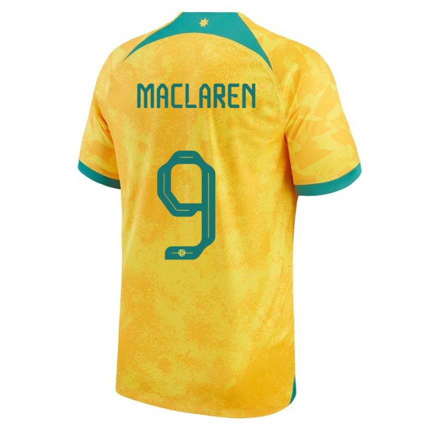 Uomo Maglia Australia Jamie Maclaren #9 D'oro Kit Gara Home 22-24 Maglietta