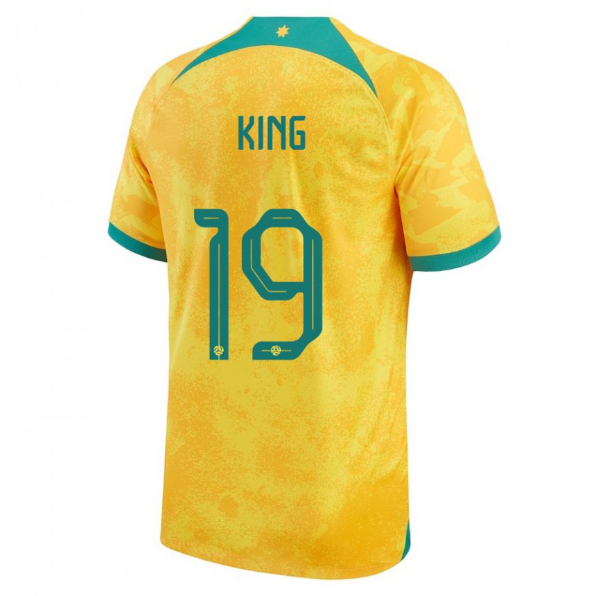 Uomo Maglia Australia Joel King #19 D'oro Kit Gara Home 22-24 Maglietta