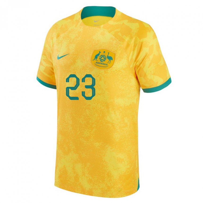 Uomo Maglia Australia Tom Rogic #23 D'oro Kit Gara Home 22-24 Maglietta