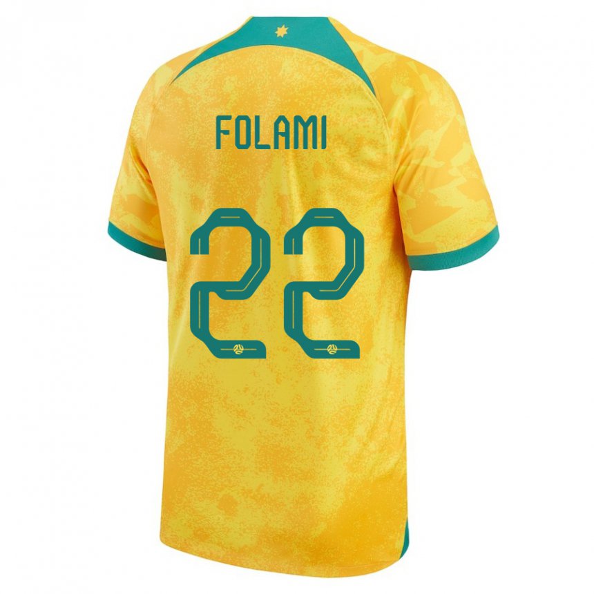 Uomo Maglia Australia Ben Folami #22 D'oro Kit Gara Home 22-24 Maglietta