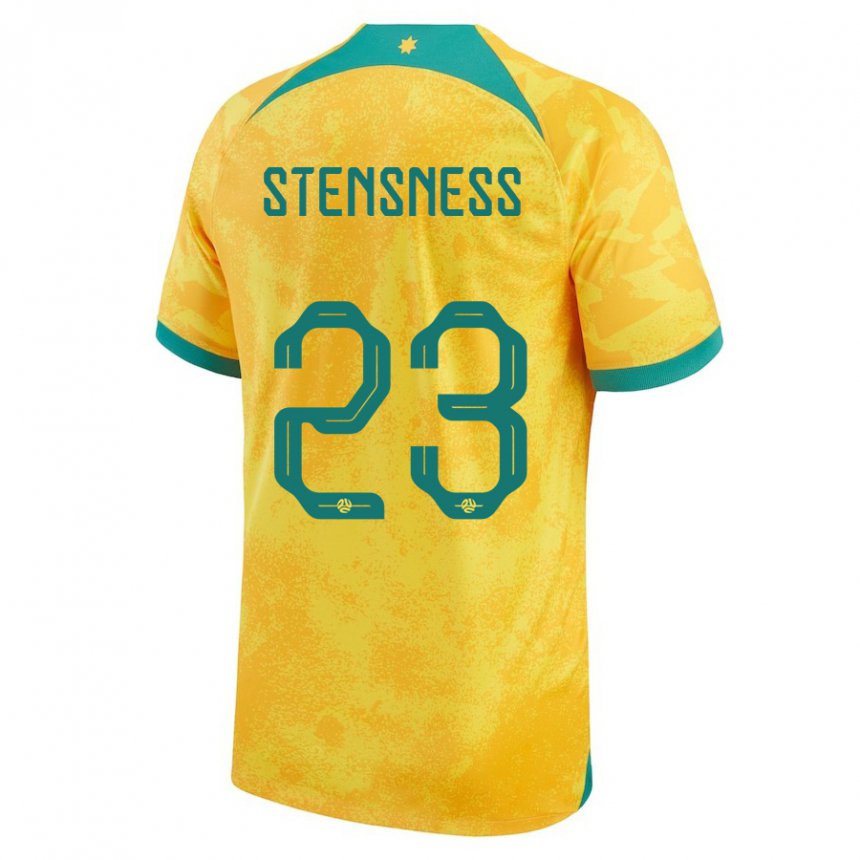 Uomo Maglia Australia Gianni Stensness #23 D'oro Kit Gara Home 22-24 Maglietta