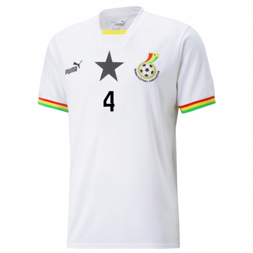 Uomo Maglia Ghana Mohammed Salisu #4 Bianco Kit Gara Home 22-24 Maglietta