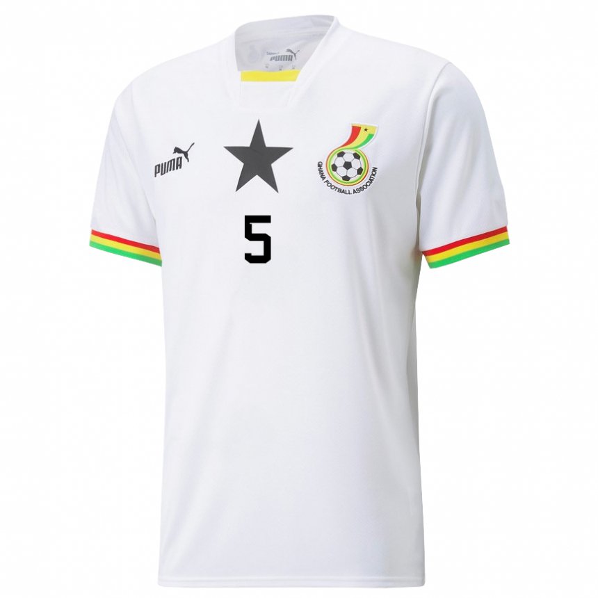 Uomo Maglia Ghana Thomas Partey #5 Bianco Kit Gara Home 22-24 Maglietta