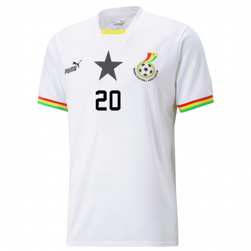 Uomo Maglia Ghana Mohammed Kudus #20 Bianco Kit Gara Home 22-24 Maglietta