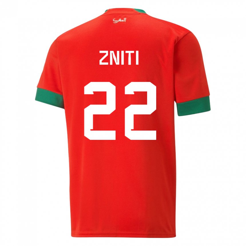 Uomo Maglia Marocco Anas Zniti #22 Rosso Kit Gara Home 22-24 Maglietta