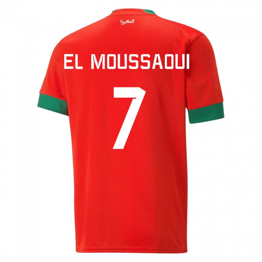 Uomo Maglia Marocco Hamza El Moussaoui #7 Rosso Kit Gara Home 22-24 Maglietta