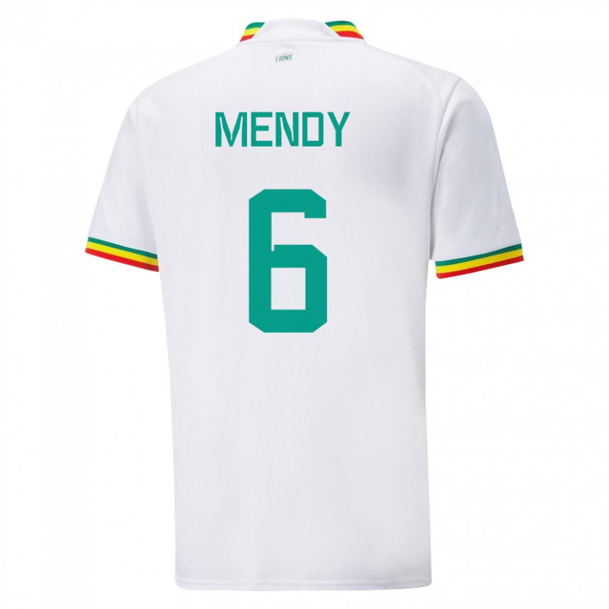 Uomo Maglia Senegal Nampalys Mendy #6 Bianco Kit Gara Home 22-24 Maglietta