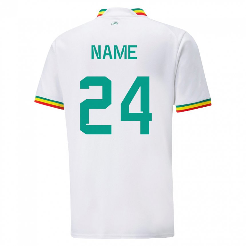 Uomo Maglia Senegal Moustapha Name #24 Bianco Kit Gara Home 22-24 Maglietta