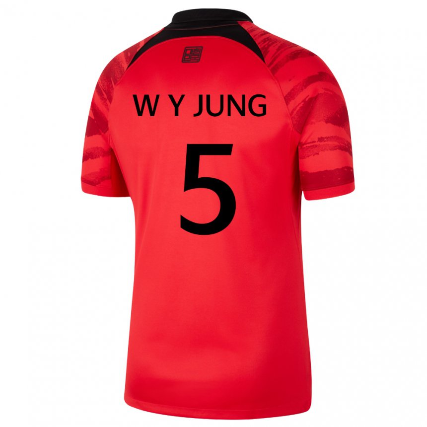 Uomo Maglia Corea Del Sud Woo-young Jung #5 Rosso Nero Kit Gara Home 22-24 Maglietta