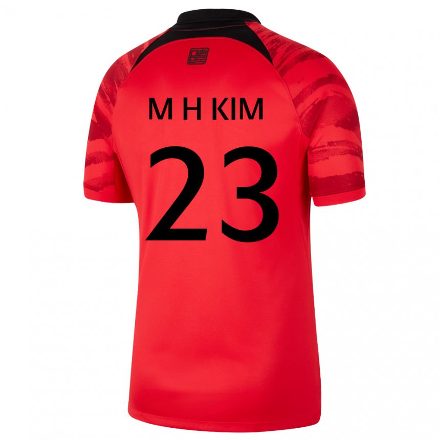 Uomo Maglia Corea Del Sud Moon-hwan Kim #23 Rosso Nero Kit Gara Home 22-24 Maglietta