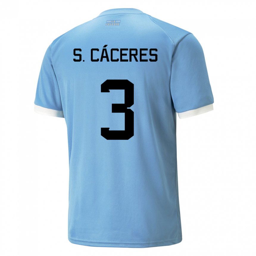 Uomo Maglia Uruguay Sebastian Caceres #3 Blu Kit Gara Home 22-24 Maglietta