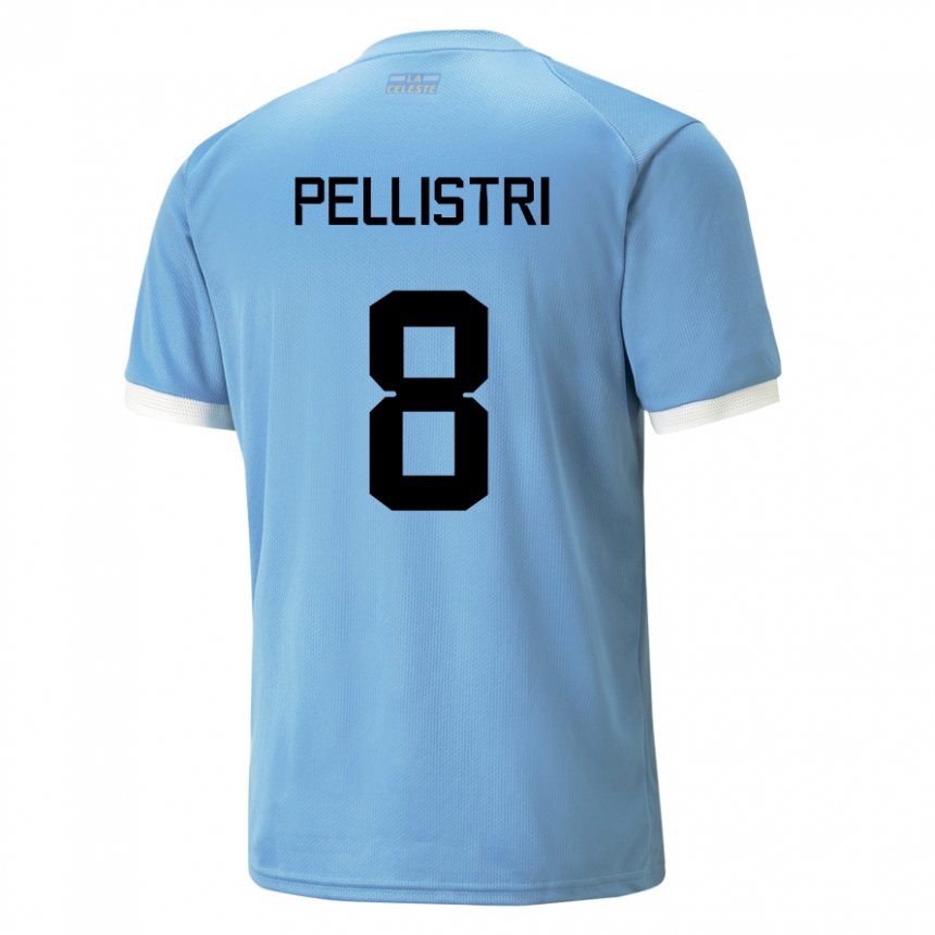 Uomo Maglia Uruguay Facundo Pellistri #8 Blu Kit Gara Home 22-24 Maglietta