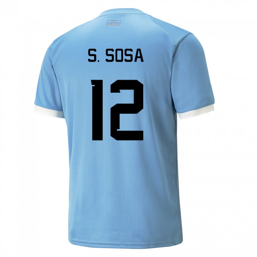 Uomo Maglia Uruguay Sebastian Sosa #12 Blu Kit Gara Home 22-24 Maglietta