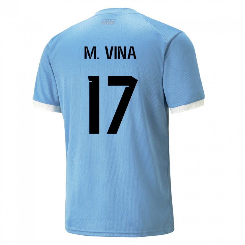 Uomo Maglia Uruguay Matias Vina #17 Blu Kit Gara Home 22-24 Maglietta