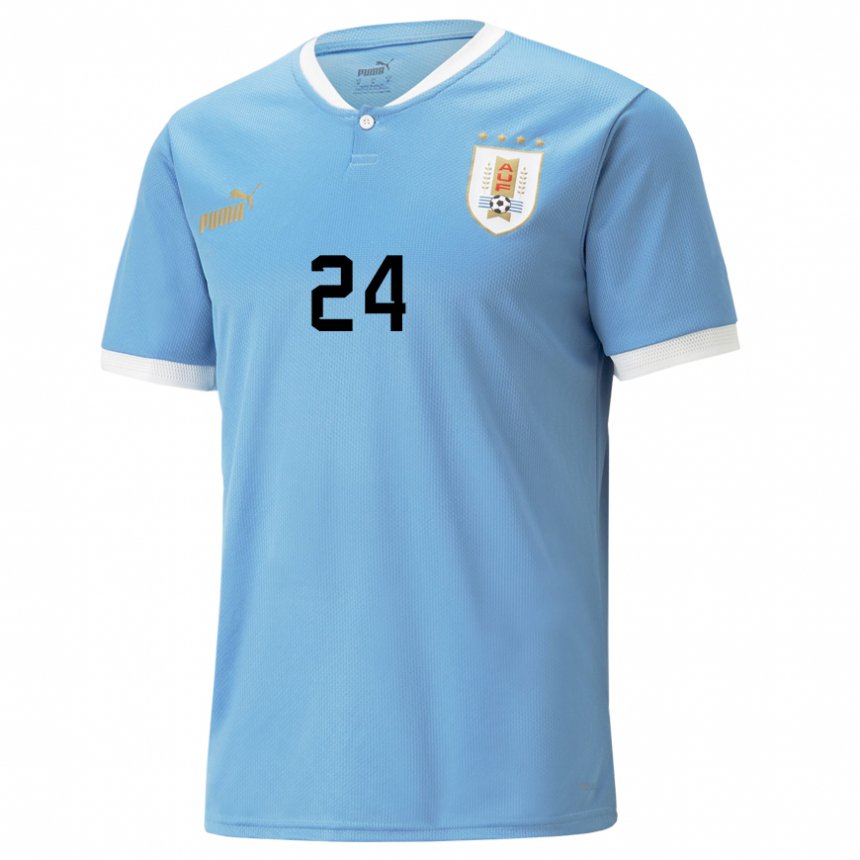 Uomo Maglia Uruguay Brian Ocampo #24 Blu Kit Gara Home 22-24 Maglietta