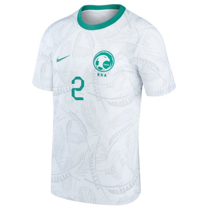 Uomo Maglia Arabia Saudita Sultan Al Ghanam #2 Bianco Kit Gara Home 22-24 Maglietta