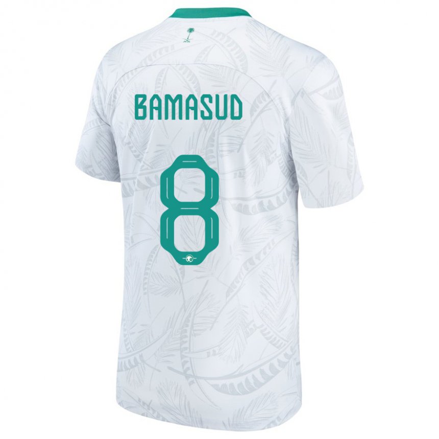 Uomo Maglia Arabia Saudita Ahmed Bamasud #8 Bianco Kit Gara Home 22-24 Maglietta