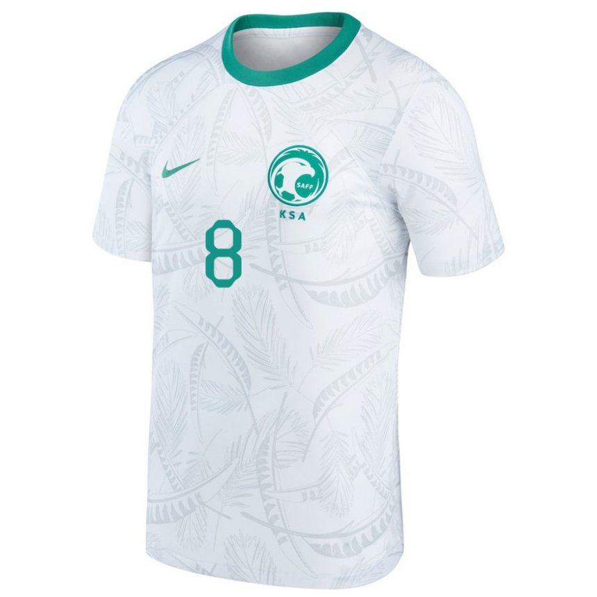 Uomo Maglia Arabia Saudita Ahmed Bamasud #8 Bianco Kit Gara Home 22-24 Maglietta