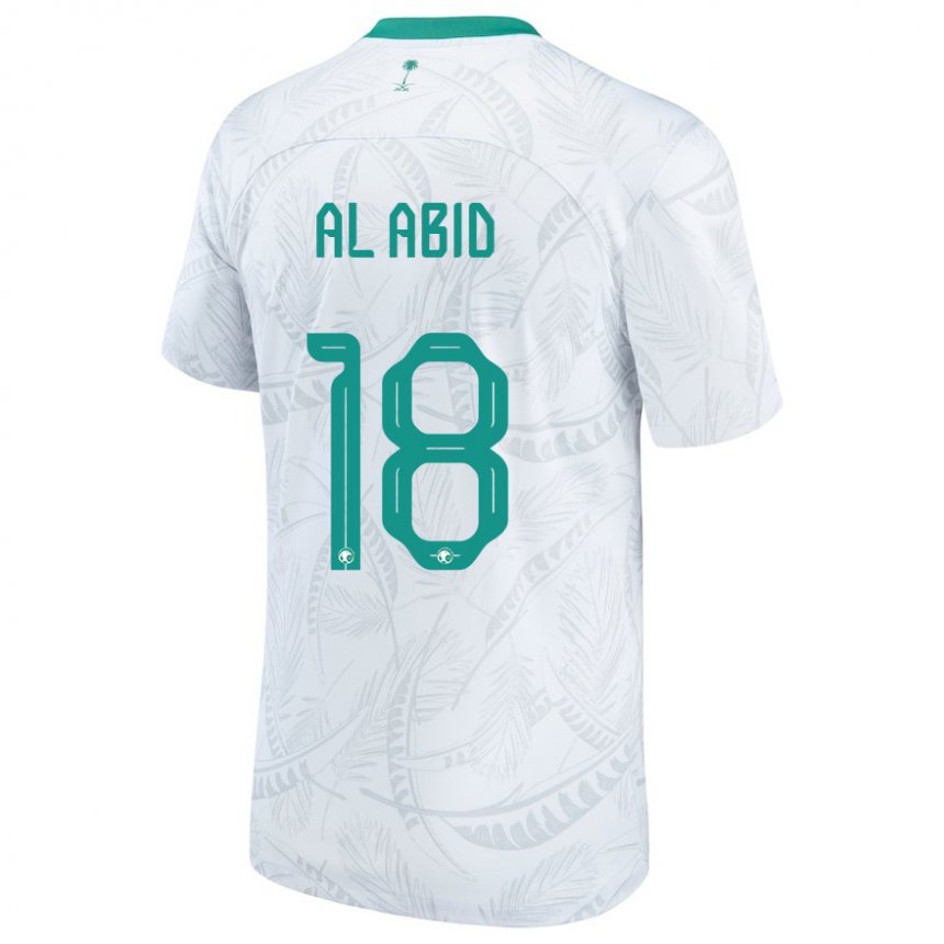 Uomo Maglia Arabia Saudita Nawaf Al Abid #18 Bianco Kit Gara Home 22-24 Maglietta