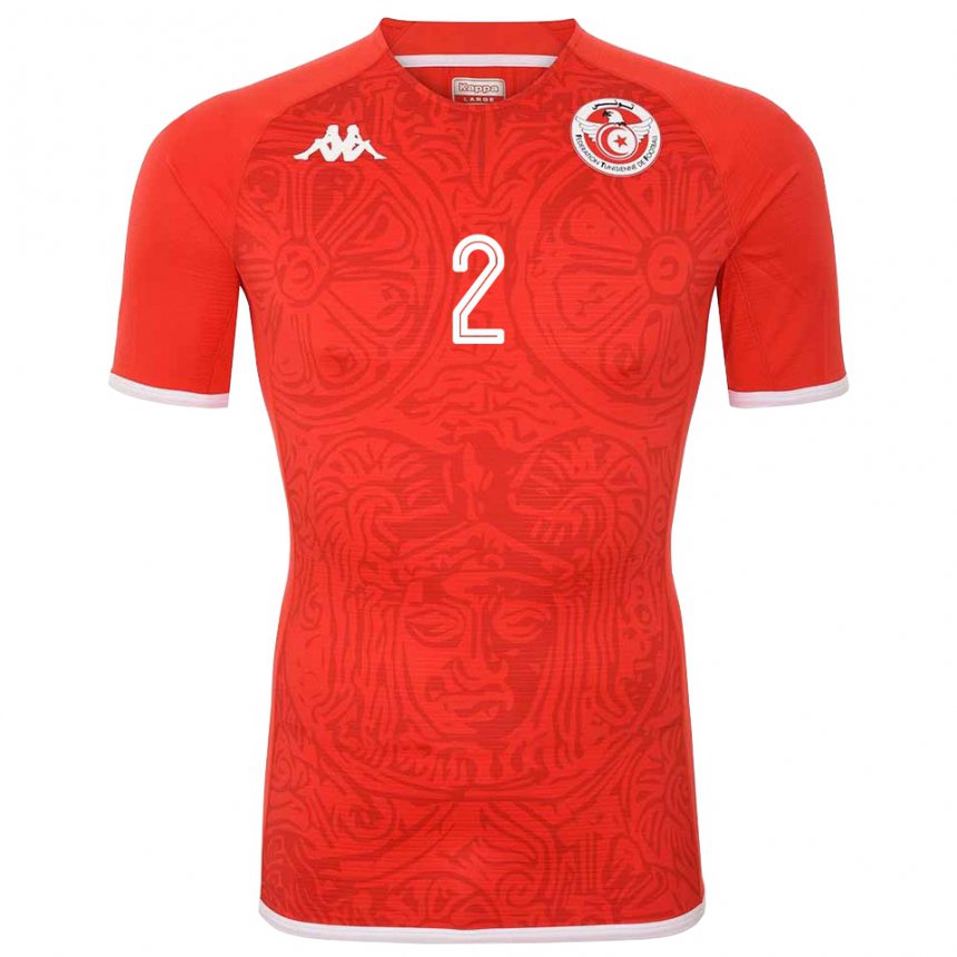 Uomo Maglia Tunisia Bilel Ifa #2 Rosso Kit Gara Home 22-24 Maglietta