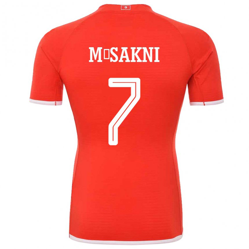 Uomo Maglia Tunisia Youssef M Sakni #7 Rosso Kit Gara Home 22-24 Maglietta